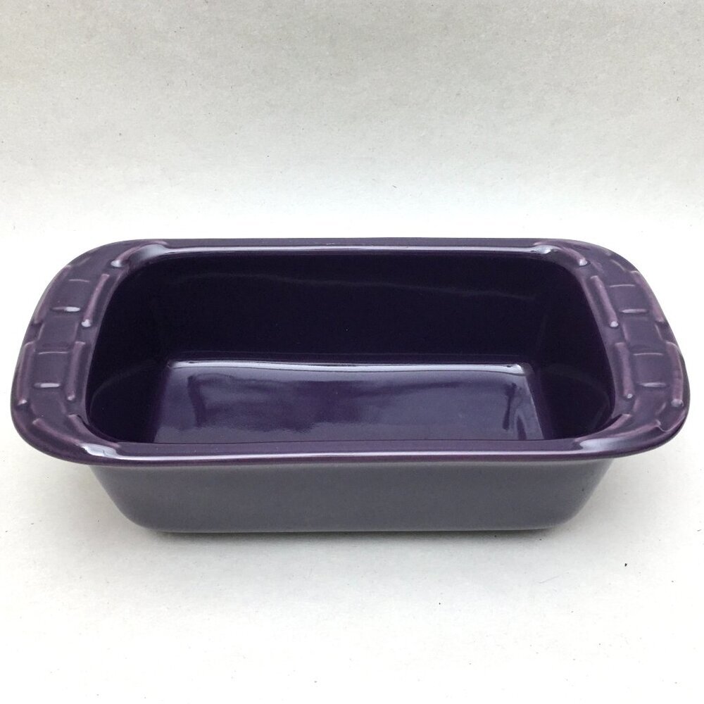 Longaberger Pottery Eggplant Purple Mini Loaf Dish Woven Traditions Bakeware